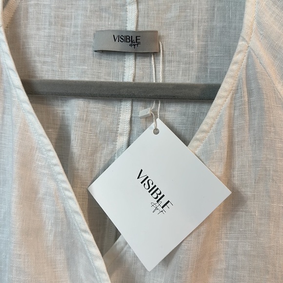 NWT Visible Art White Linen Short Sleeve Maxi Dress - Picture 3 of 8